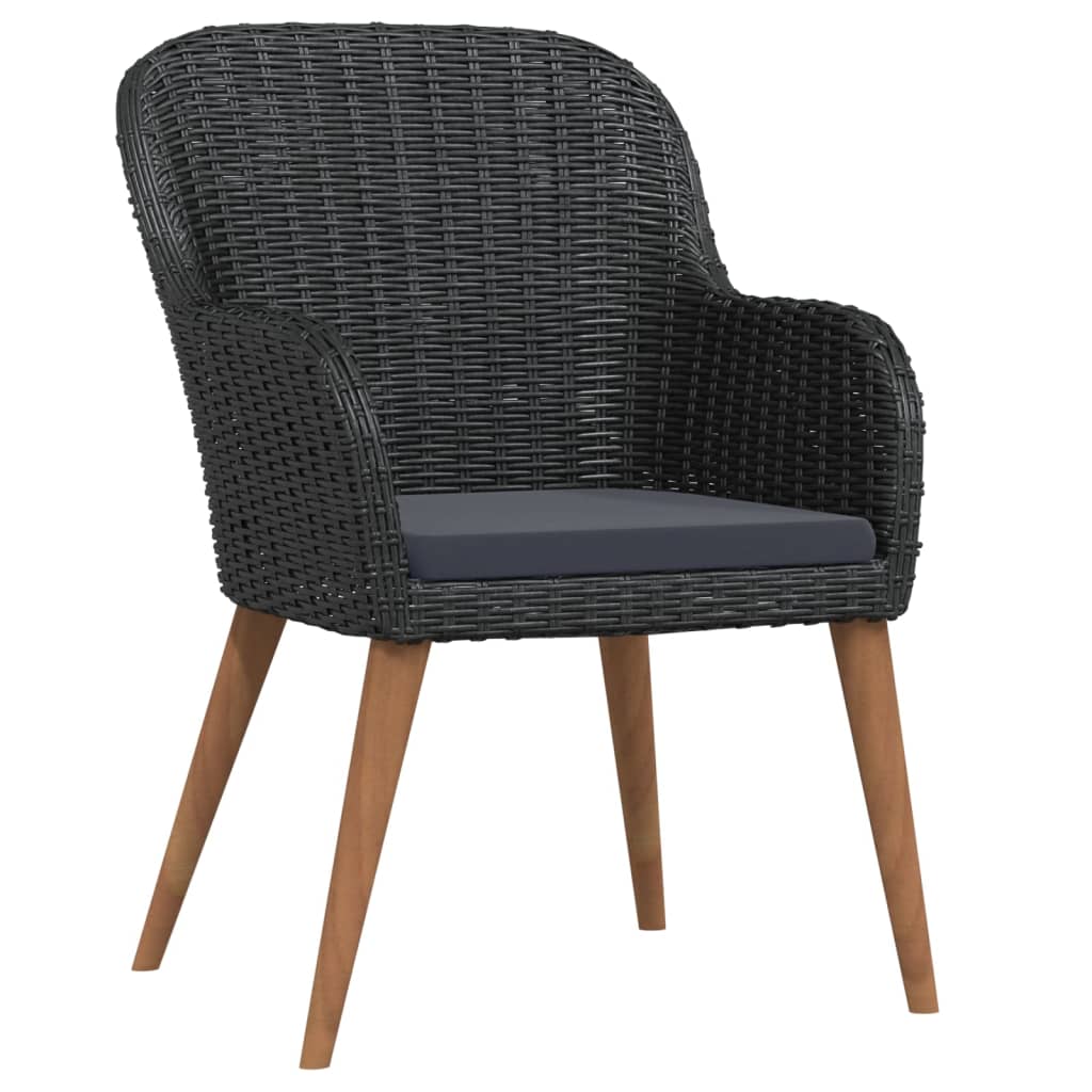 5 Pcs conjunto de jantar p/ jardim c/ almofadões preto