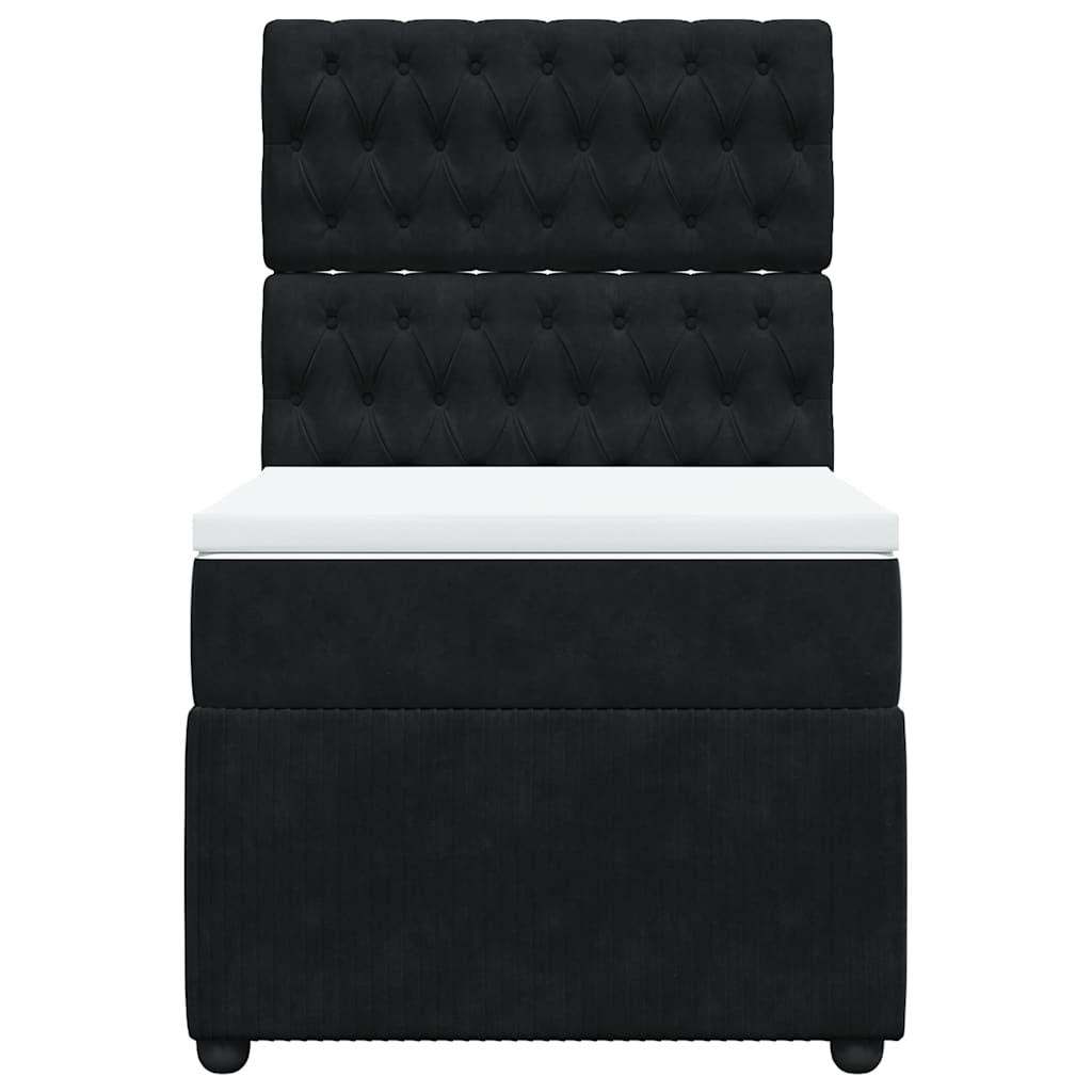 Cama com molas/colchão 100x200 cm veludo preto