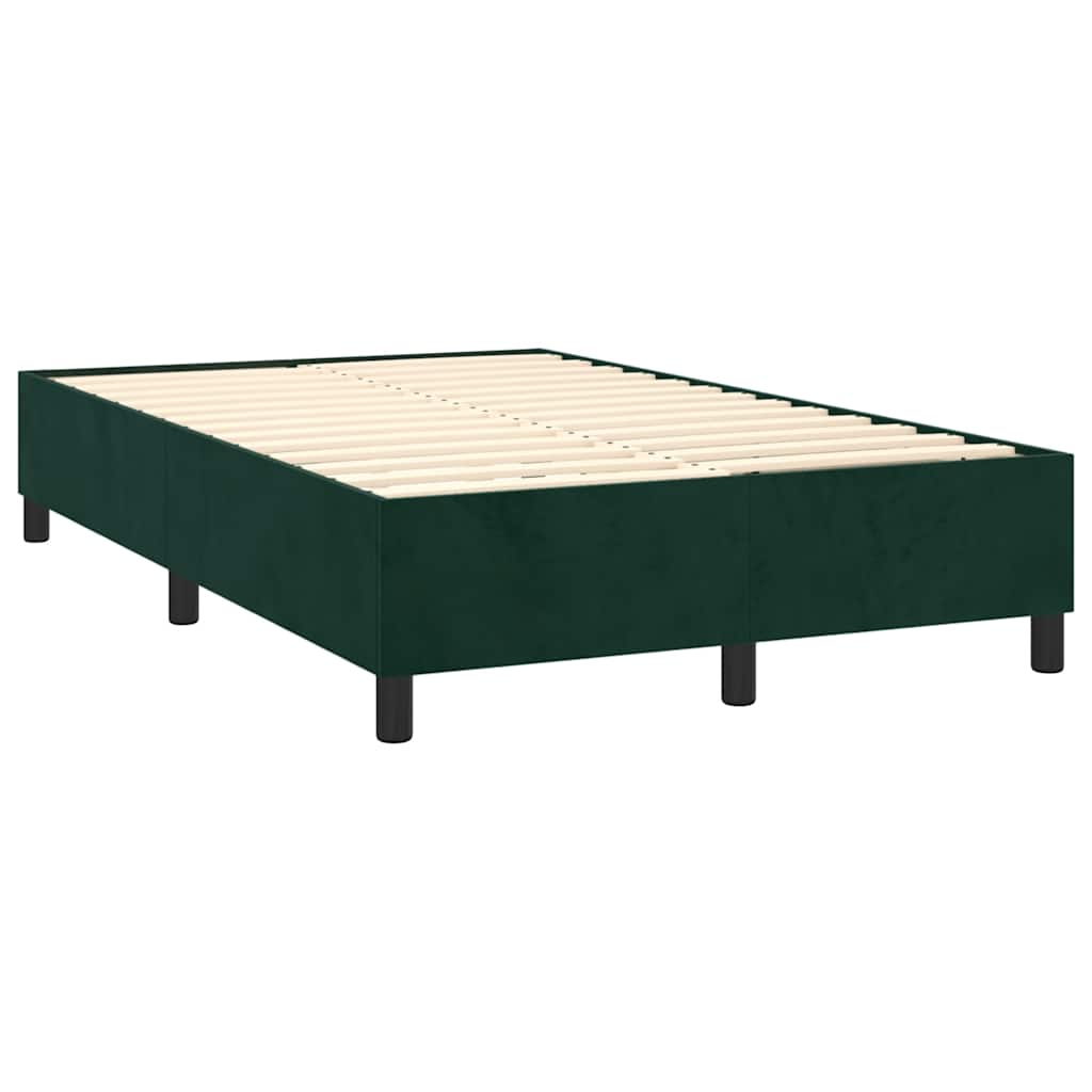 Cama boxspring com colchão 120x200 cm veludo verde-escuro
