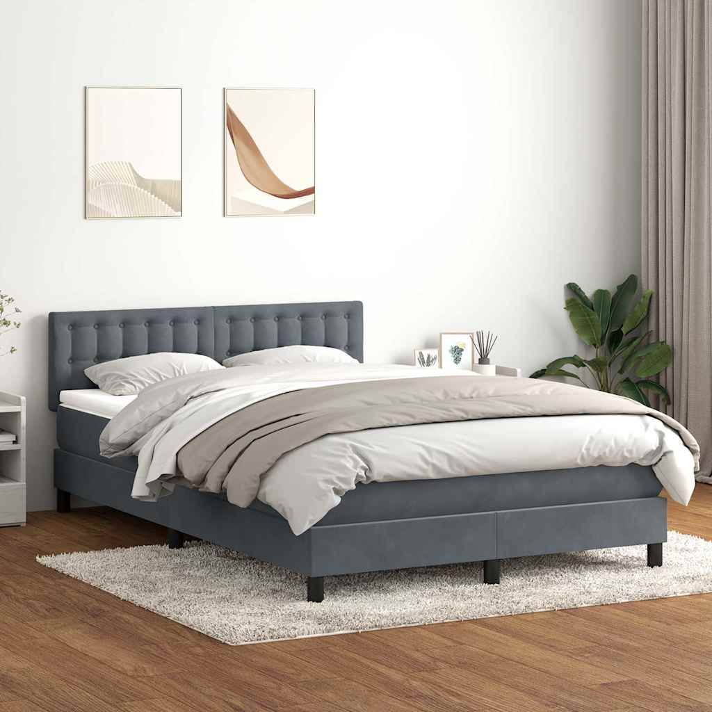 Cama com molas/colchão 160x210 cm veludo cinzento-escuro