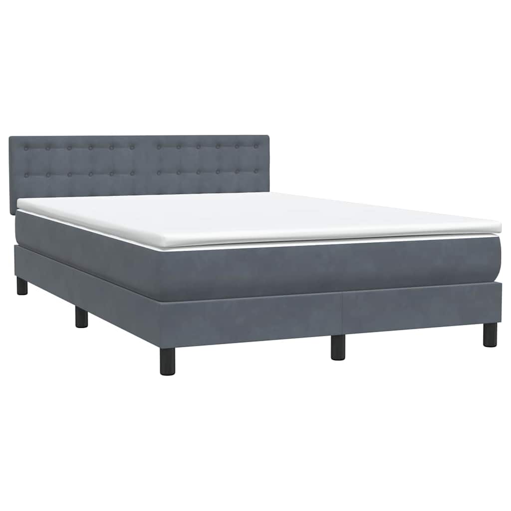 Cama com molas/colchão 160x210 cm veludo cinzento-escuro