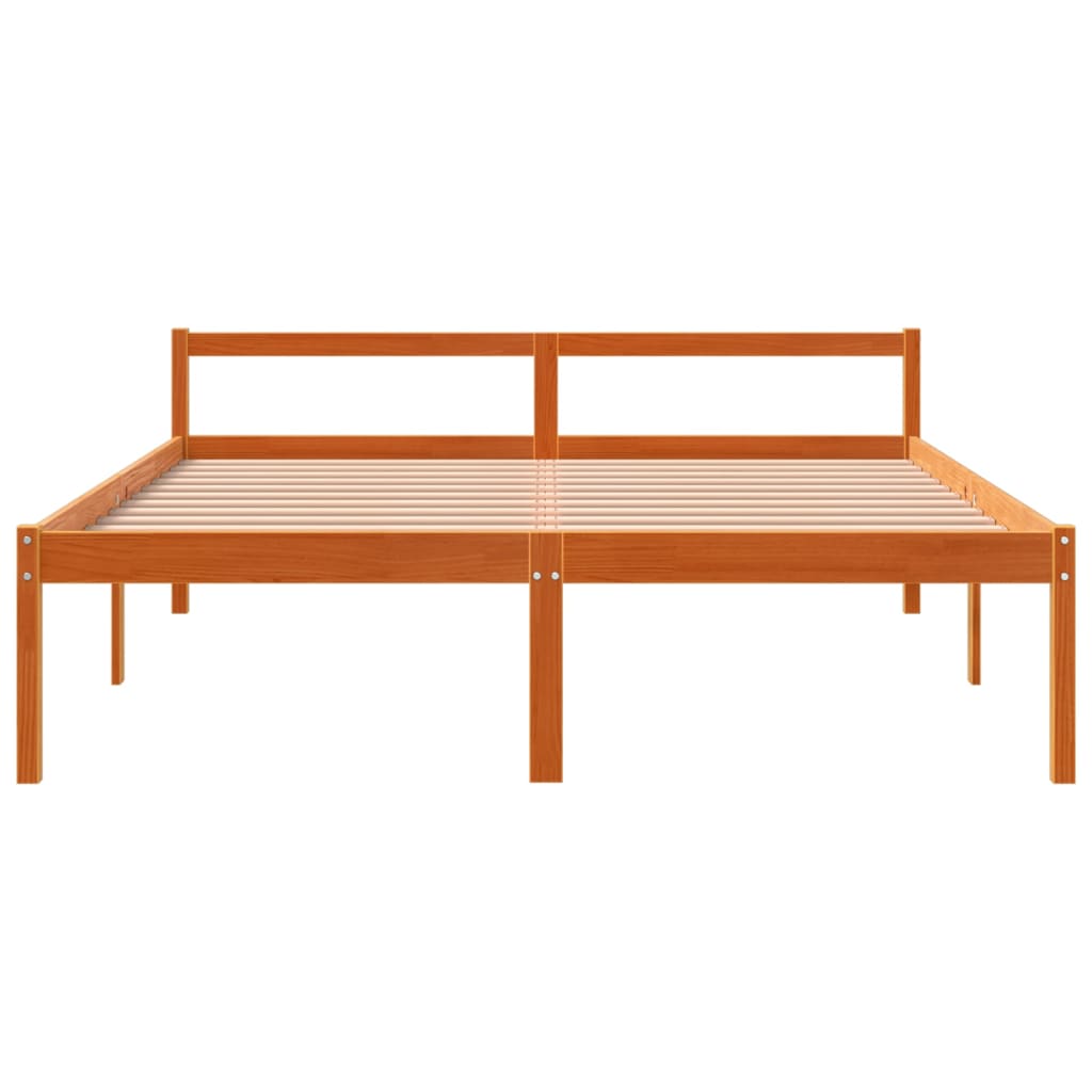 Cama para idosos 150x200 cm madeira pinho maciça castanho cera