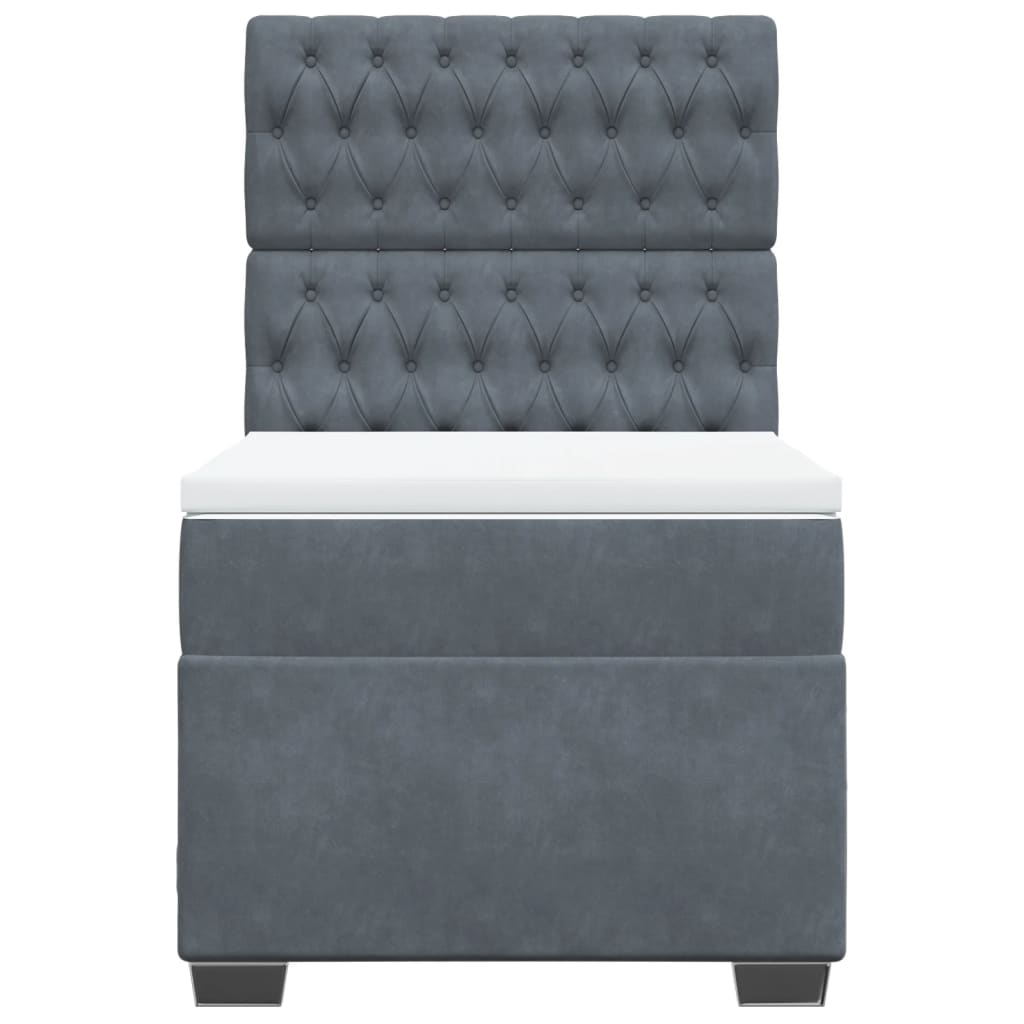 Cama com molas/colchão 100x200 cm veludo cinza-escuro
