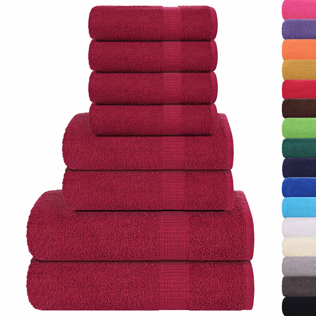 8 Pcs conjunto de toalhas frogn 360 g/m² bordô