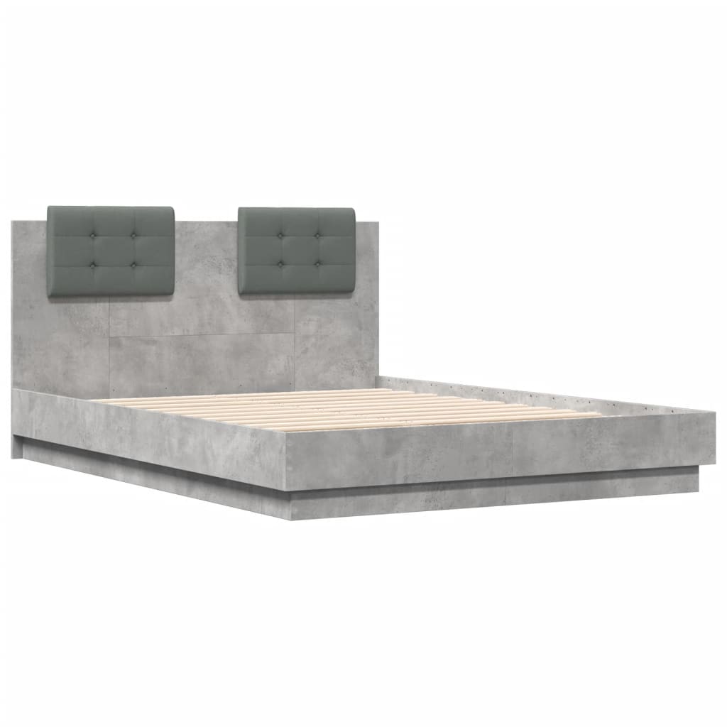 Estrutura de cama c/ cabeceira derivados madeira cinza-cimento