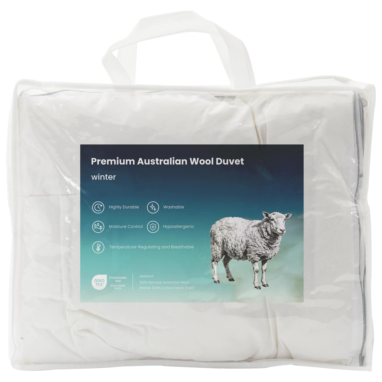 Edredão 135x220 cm inverno 450 gsm lã australiana branco