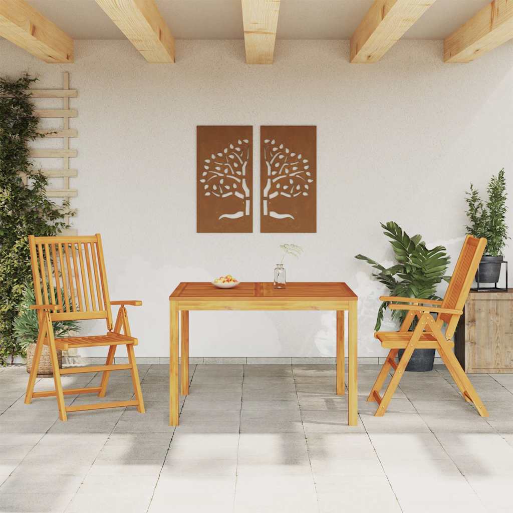 3 Pcs conjunto de jantar para jardim madeira de acácia maciça