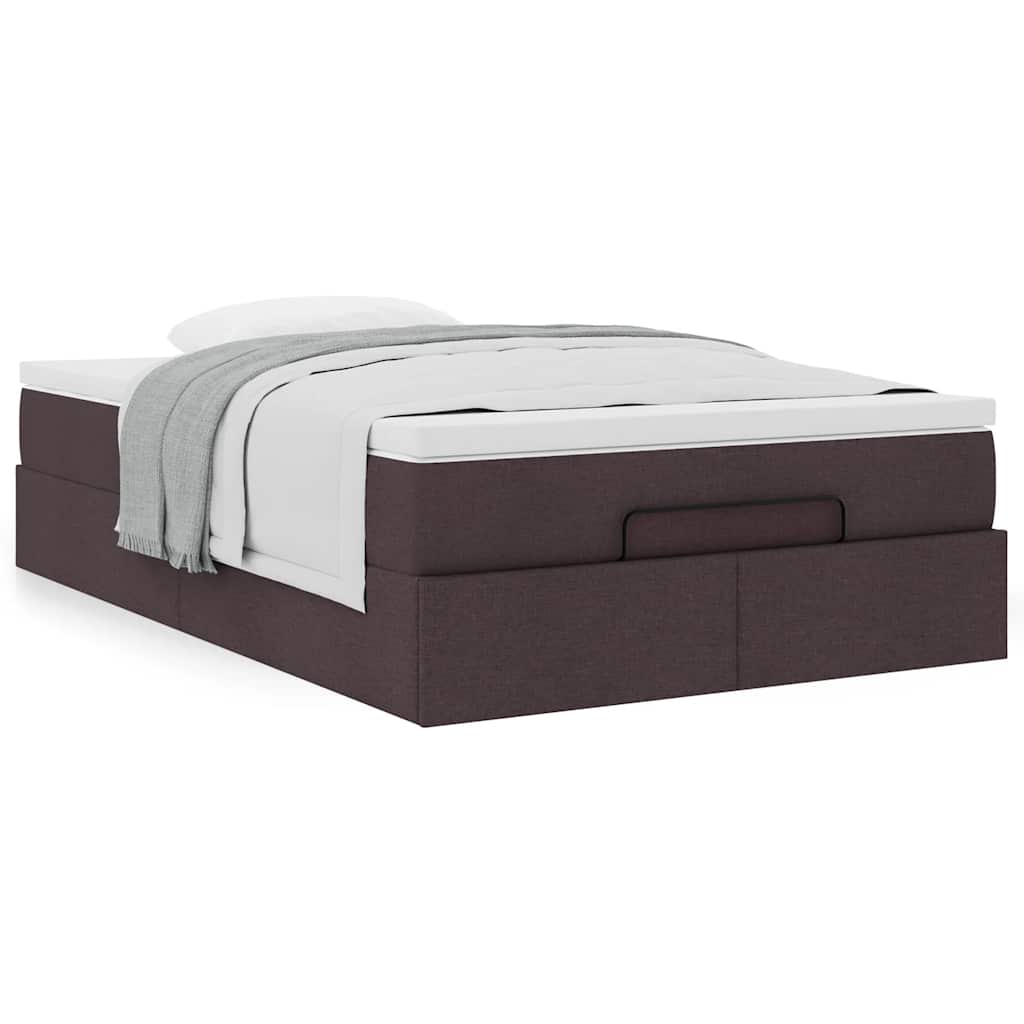 Estrutura de cama otomana com colchão 120x190cm castanho escuro