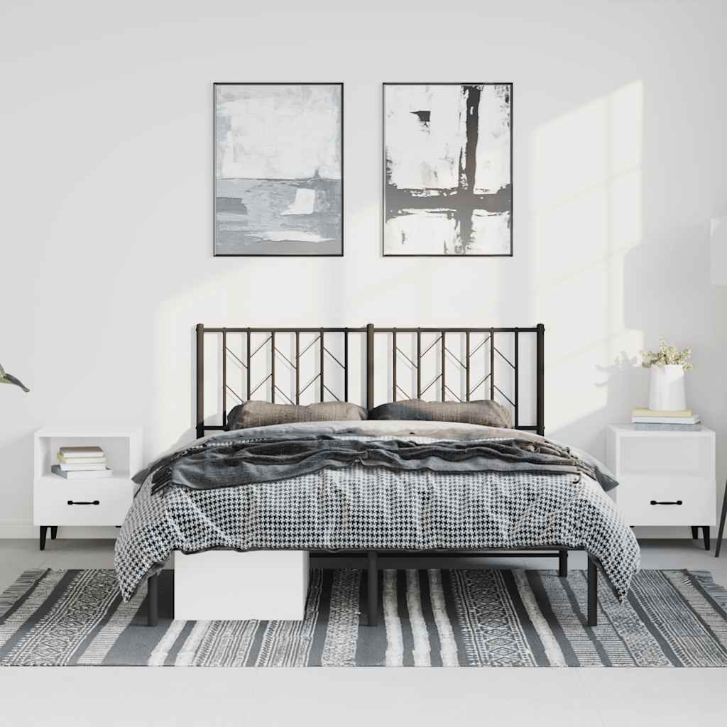 Estrutura de cama em metal com cabeceira 150x200 cm preto