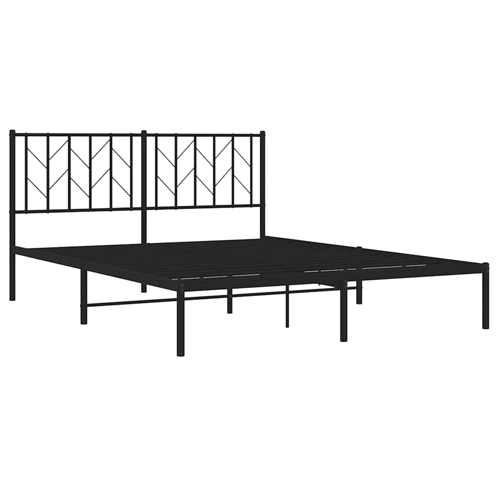 Estrutura de cama em metal com cabeceira 150x200 cm preto