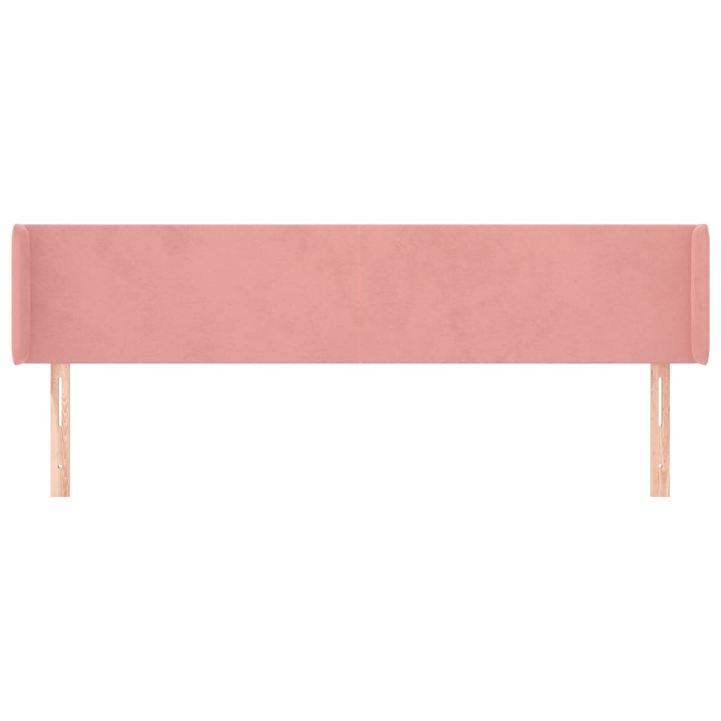 Cabeceira de cama c/ abas veludo 163x16x78/88 cm rosa