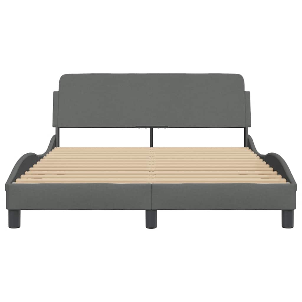 Estrutura de cama dover 140x200 cm tecido cinzento-escuro