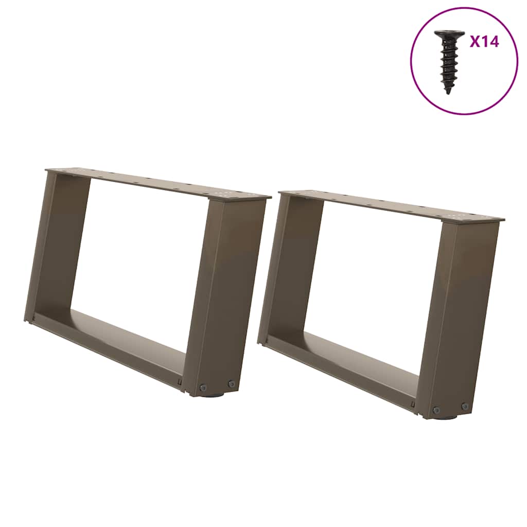 Pés para mesa de centro em formato de u, 2 peças, aço natural, 60x(30-31) cm, aço