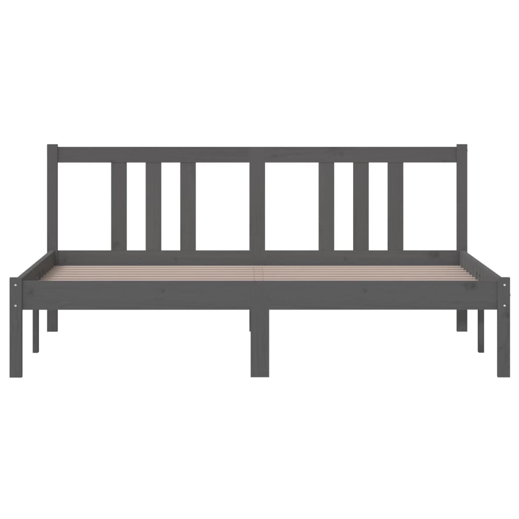 Estrutura de cama king 150x200 cm madeira maciça cinza