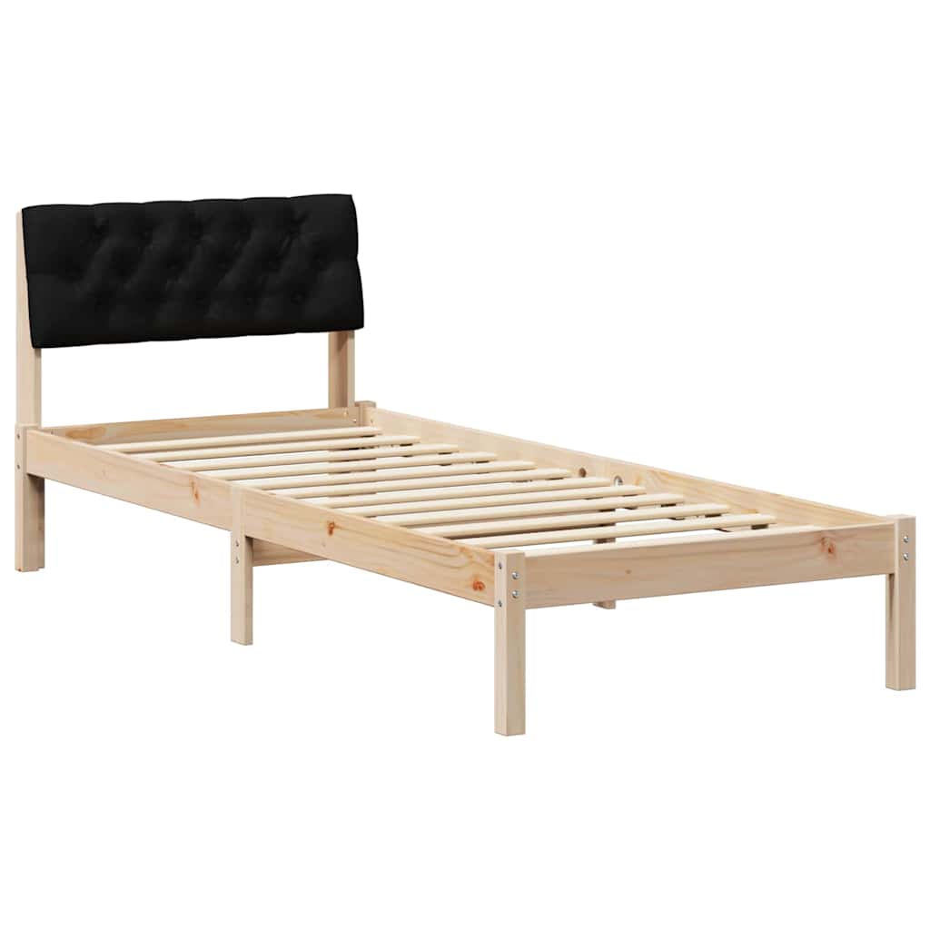 Estrutura da cama com cabeceira castanho e preto 80 x 200 cm