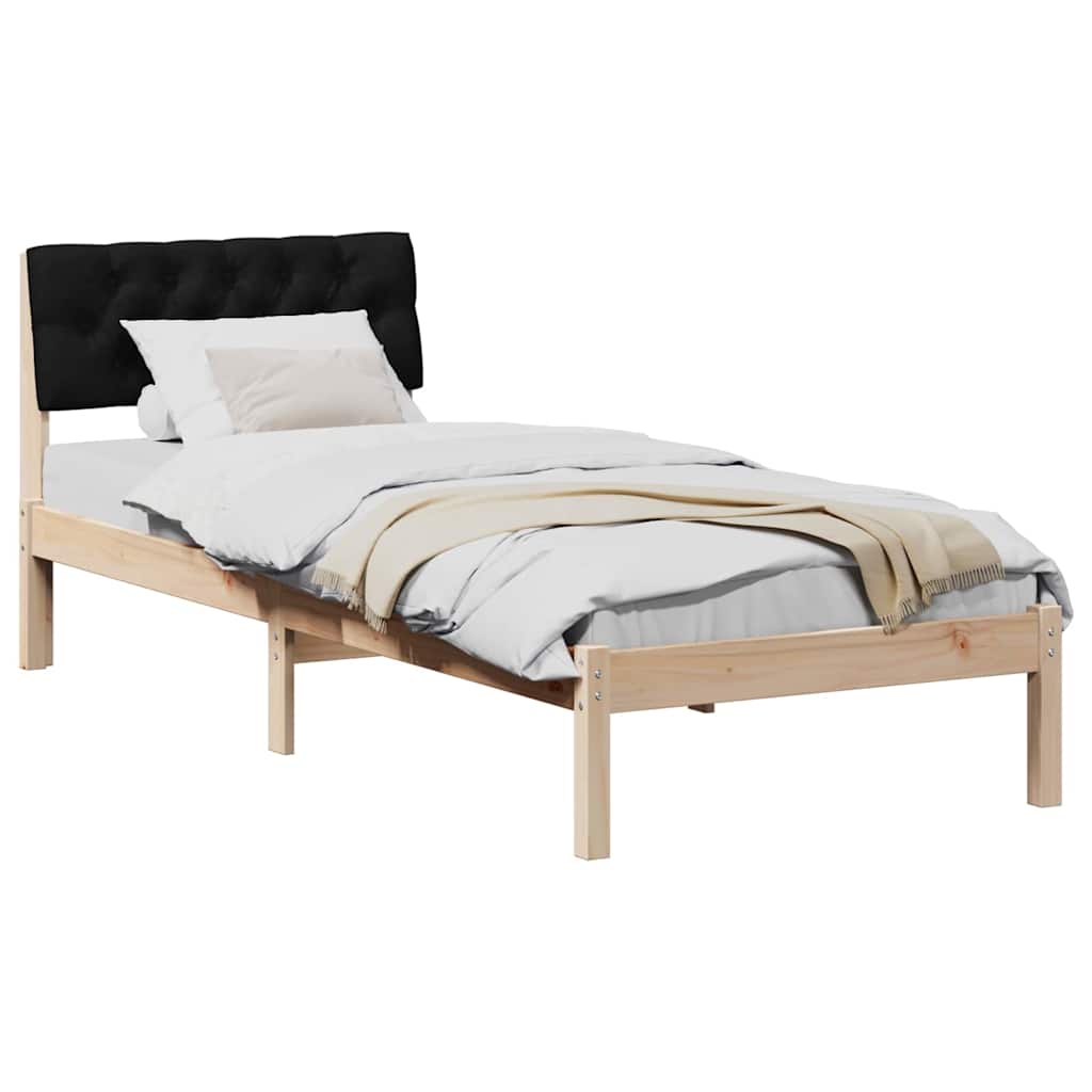 Estrutura da cama com cabeceira castanho e preto 80 x 200 cm
