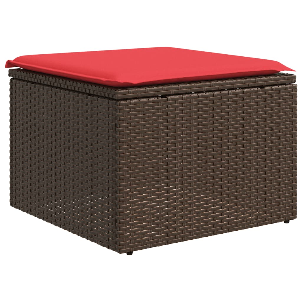 Conjunto de sofá de jardim com 7 peças e almofadas em rattan sintético marrom