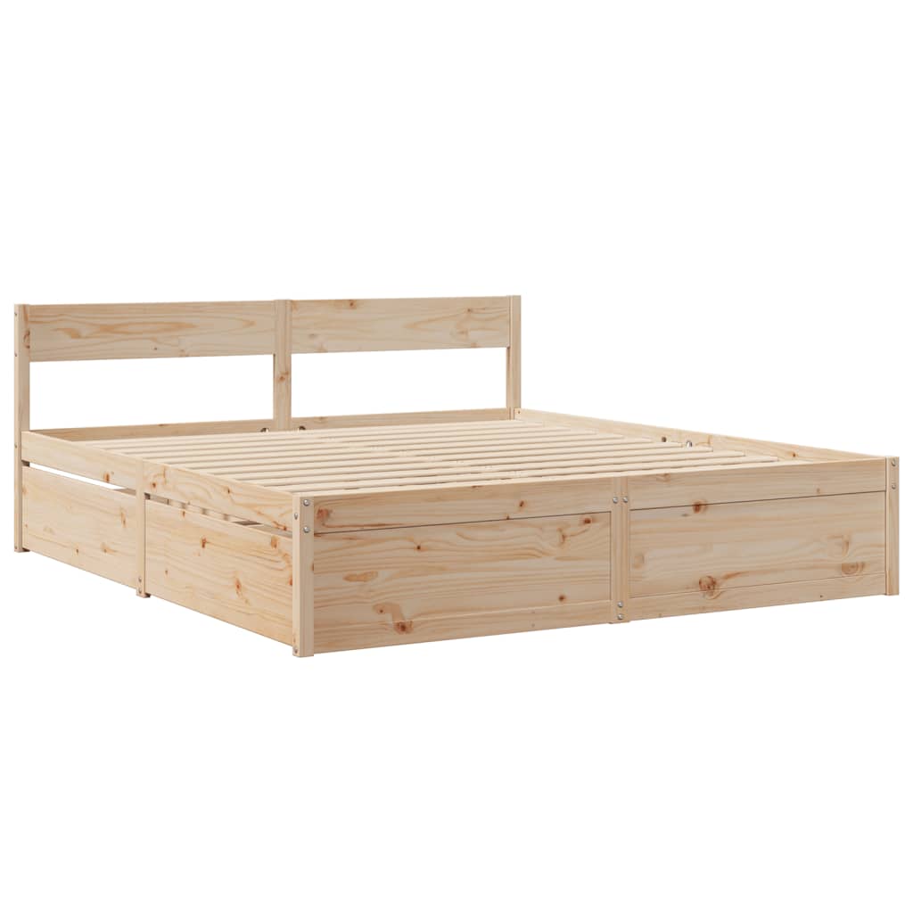 Cama sem colchão 200x200 cm madeira de pinho maciça