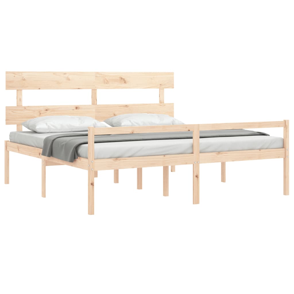 Cama para idosos com cabeceira 200x200 cm madeira maciça