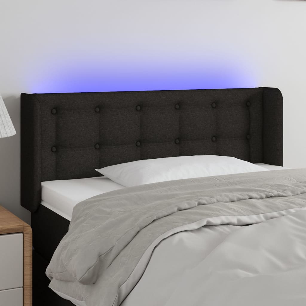 Cabeceira de cama c/ luzes LED tecido 83x16x78/88 cm preto