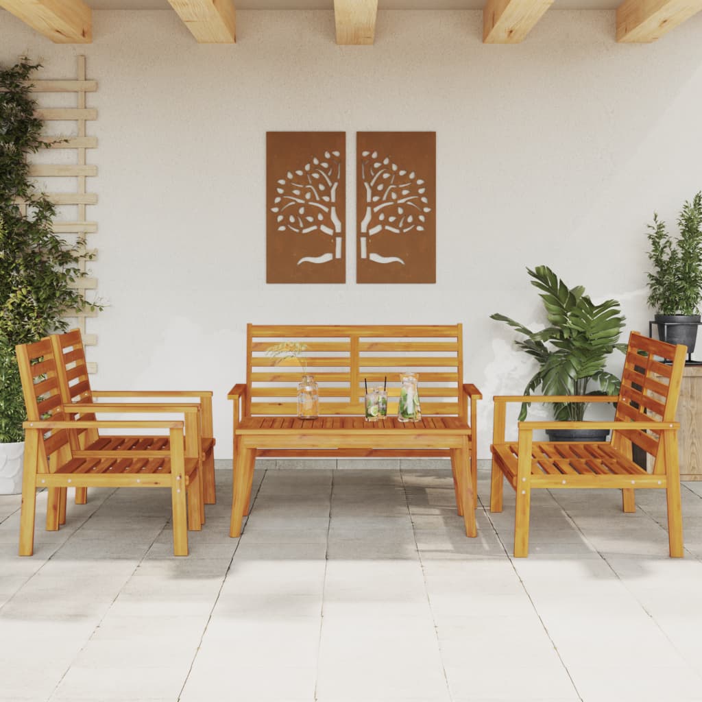 5 Pcs conjunto lounge de jardim madeira de acácia maciça