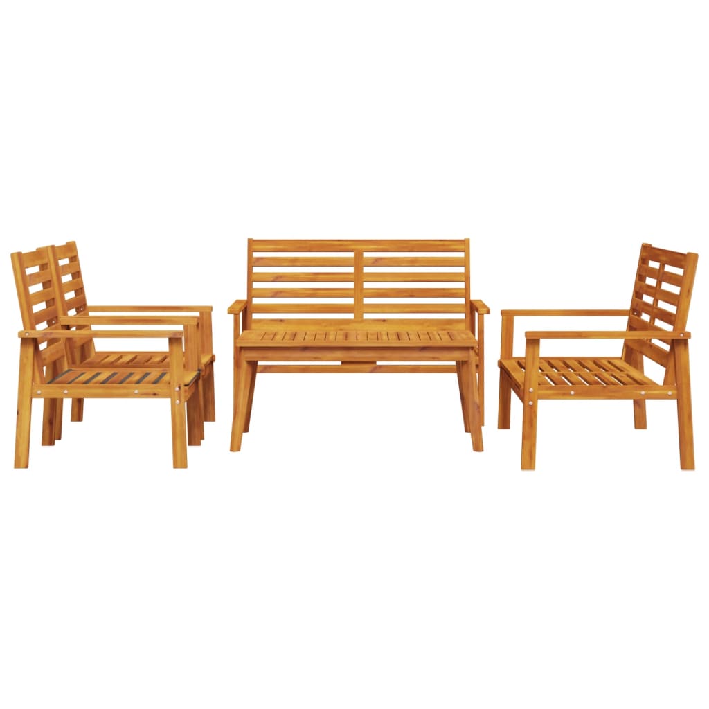 5 Pcs conjunto lounge de jardim madeira de acácia maciça