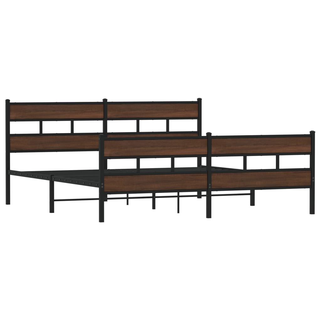 Estrutura cama sem colchão 193x203 cm metal carvalho castanho