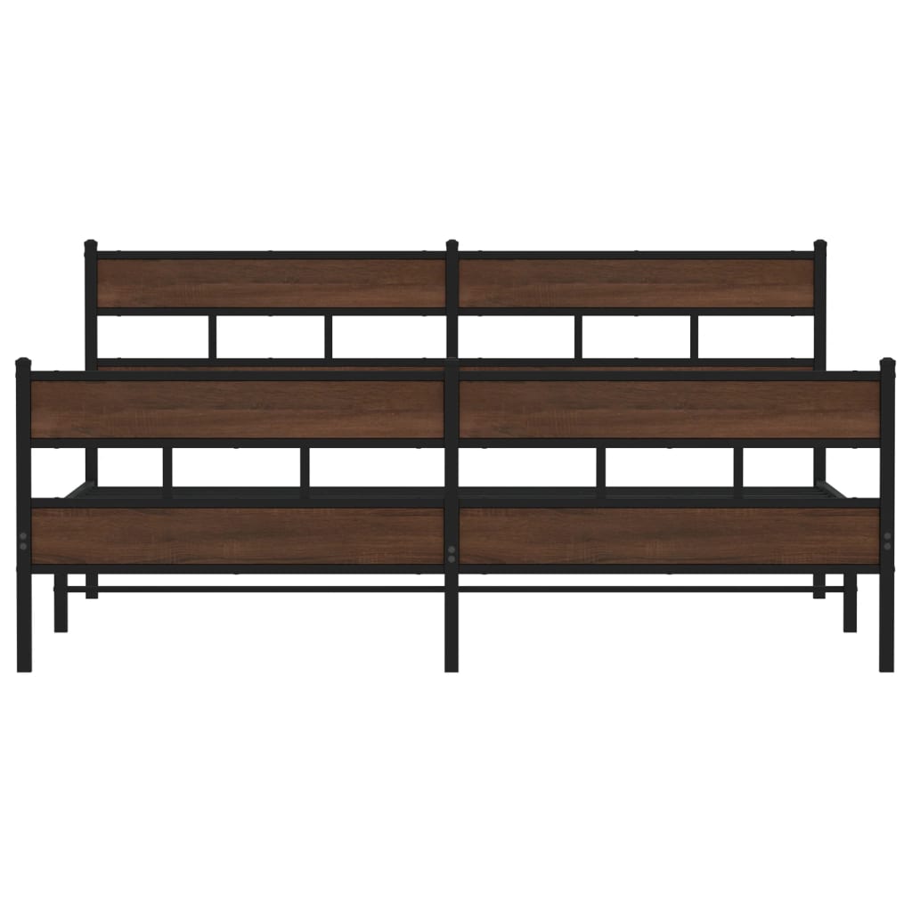 Estrutura cama sem colchão 193x203 cm metal carvalho castanho