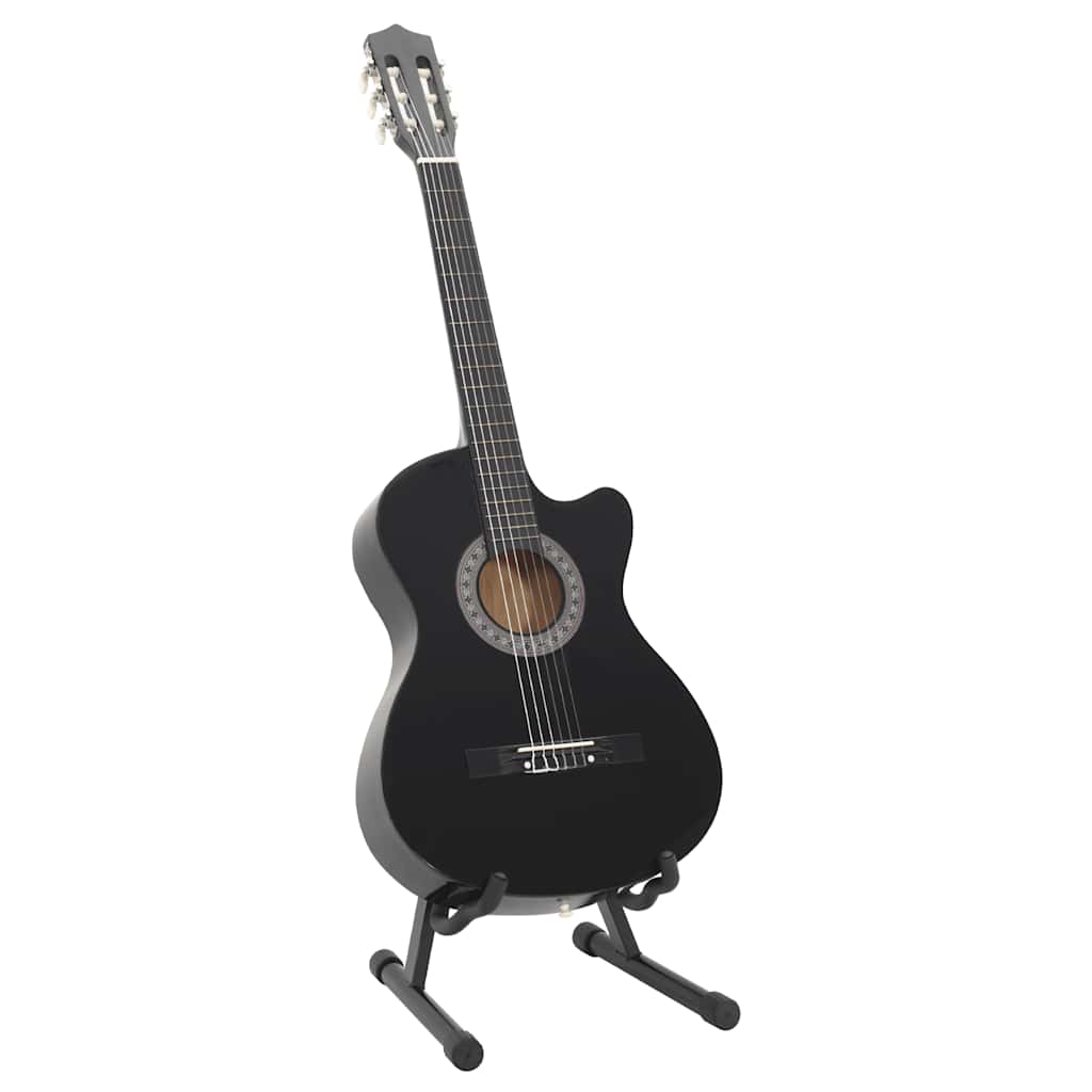 12 Pcs conjunto de guitarra clássica com 6 cordas 38" preto
