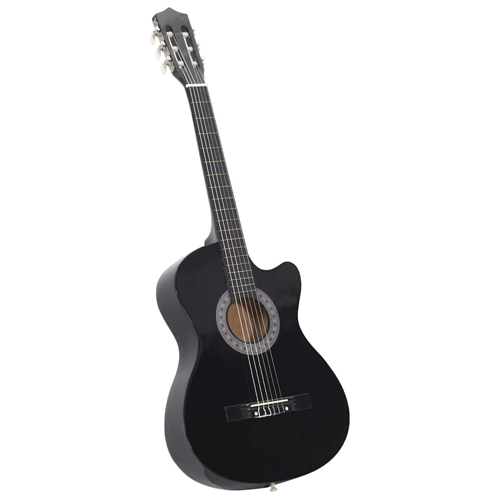 12 Pcs conjunto de guitarra clássica com 6 cordas 38" preto