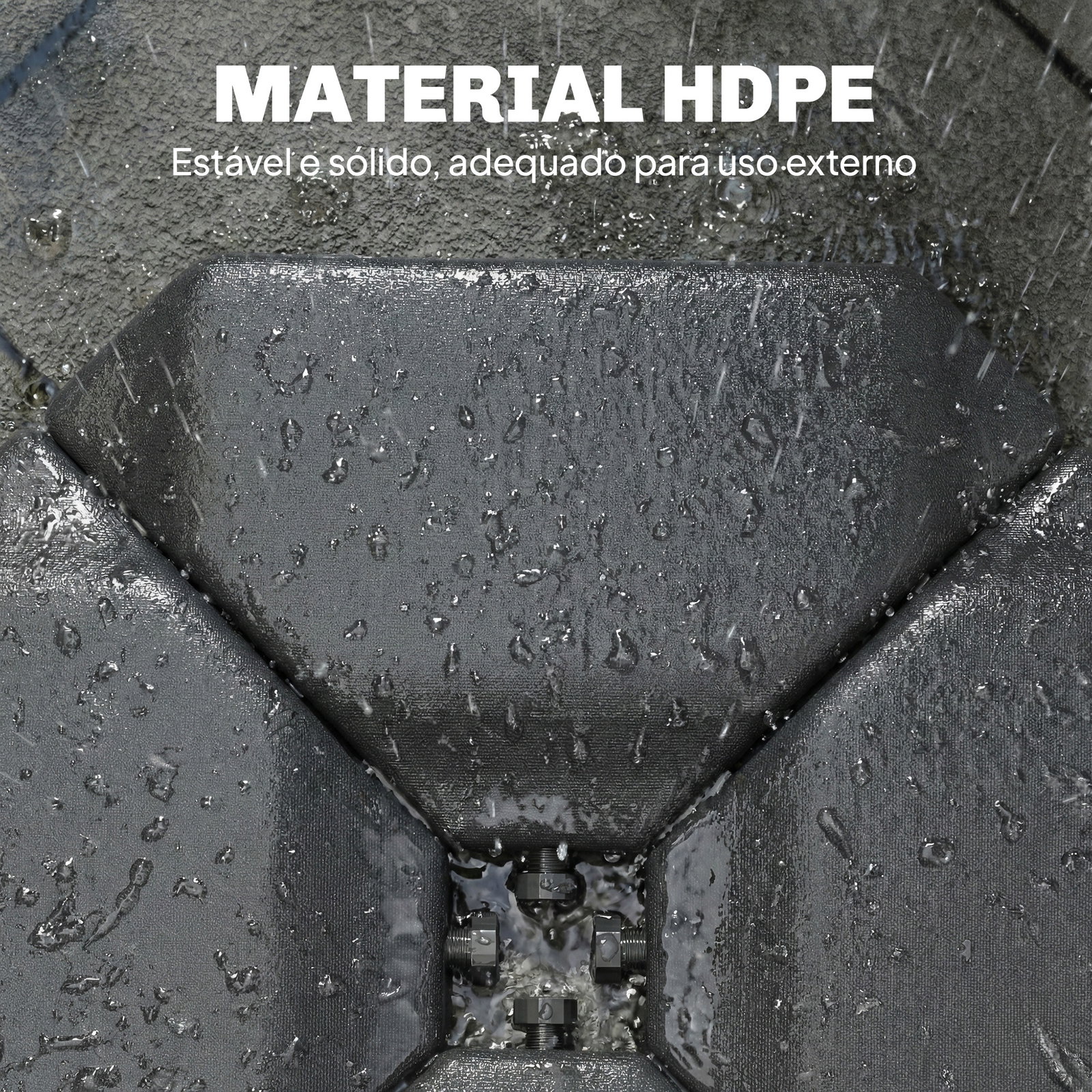 Base para guarda-sol de 4 peças, para cantilever suporte para guarda-sol de HDPE reenchível com água 77 kg ou areia 100 kg