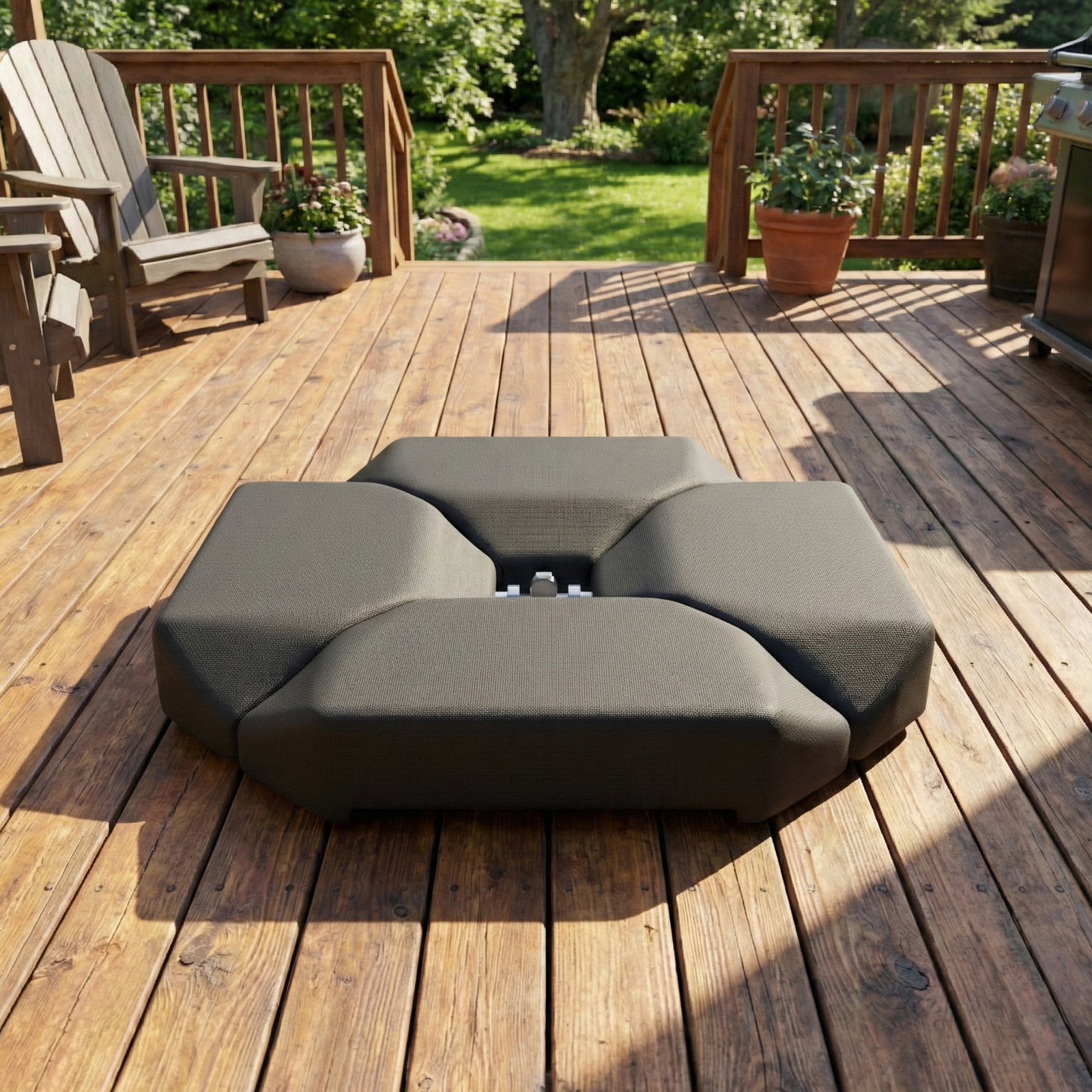 Base para guarda-sol de 4 peças, para cantilever suporte para guarda-sol de HDPE reenchível com água 77 kg ou areia 100 kg