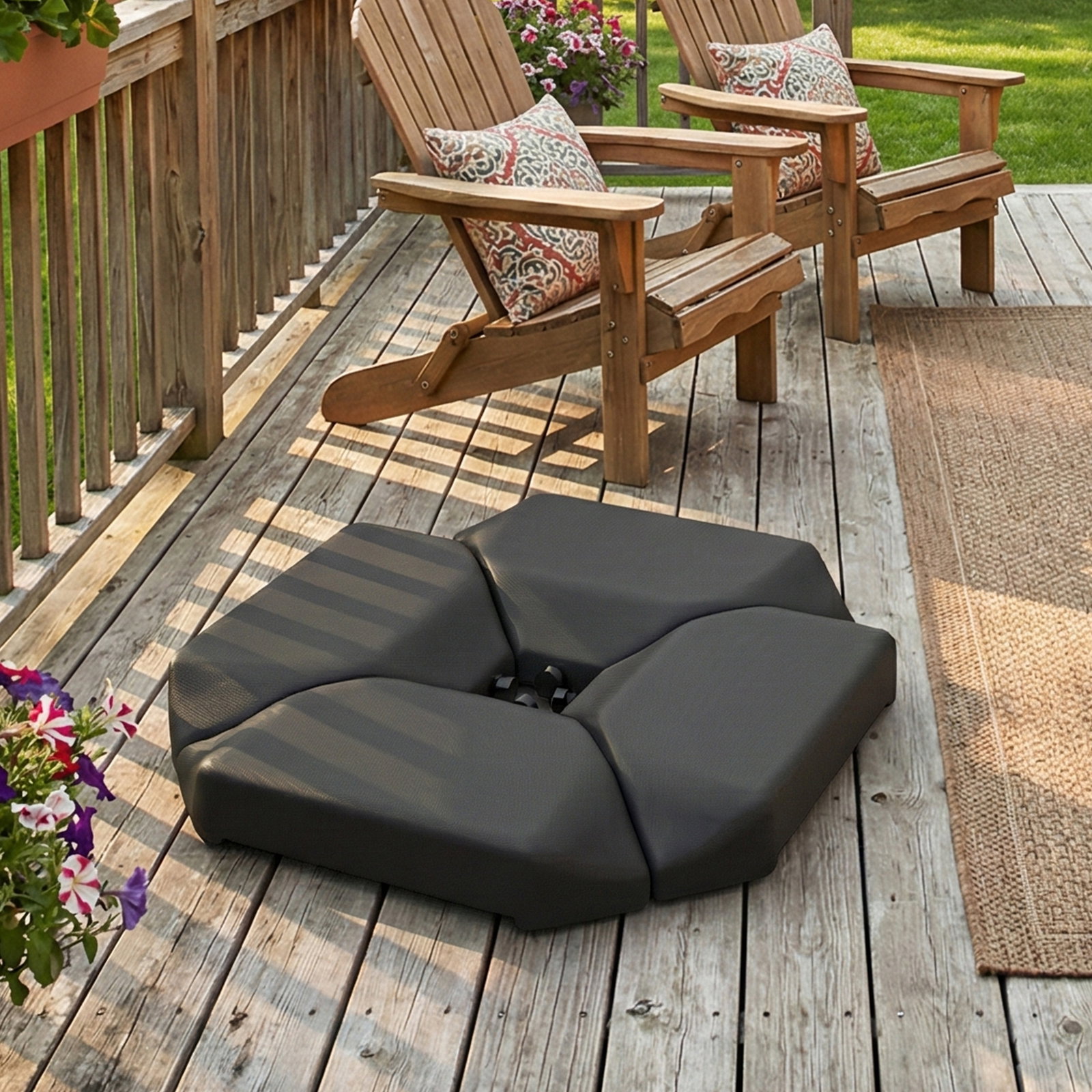 Base para guarda-sol de 4 peças, para cantilever suporte para guarda-sol de HDPE reenchível com água 77 kg ou areia 100 kg