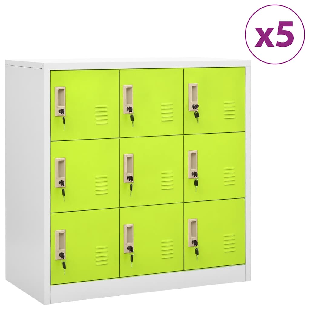 Cacifos 5 pcs 90x45x92,5 cm aço cinzento-claro e verde