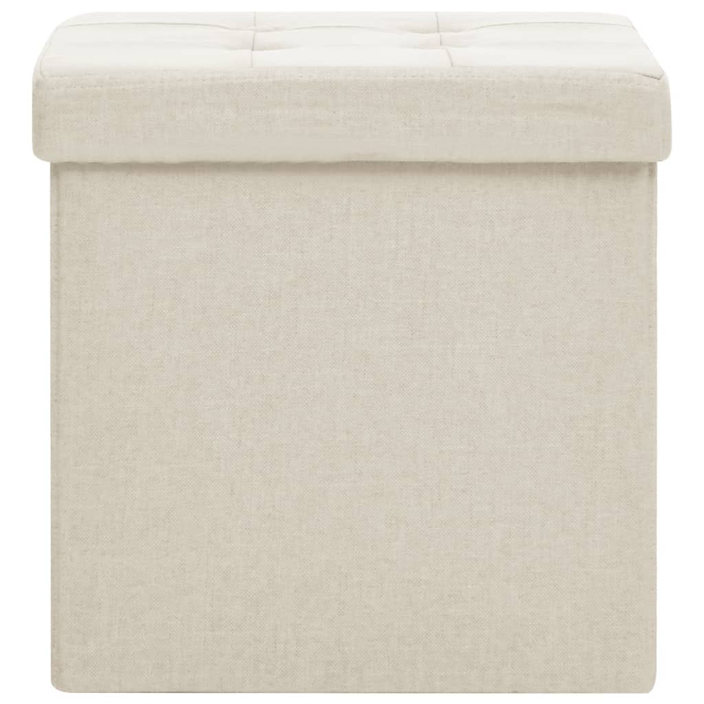 Bancos de arrumação dobráveis 2 pcs linho falso branco nata