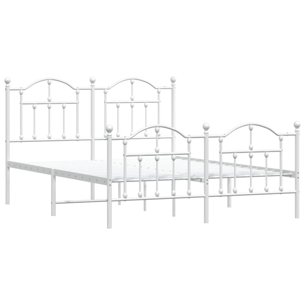 Estrutura de cama com cabeceira e pés 140x200 cm metal branco