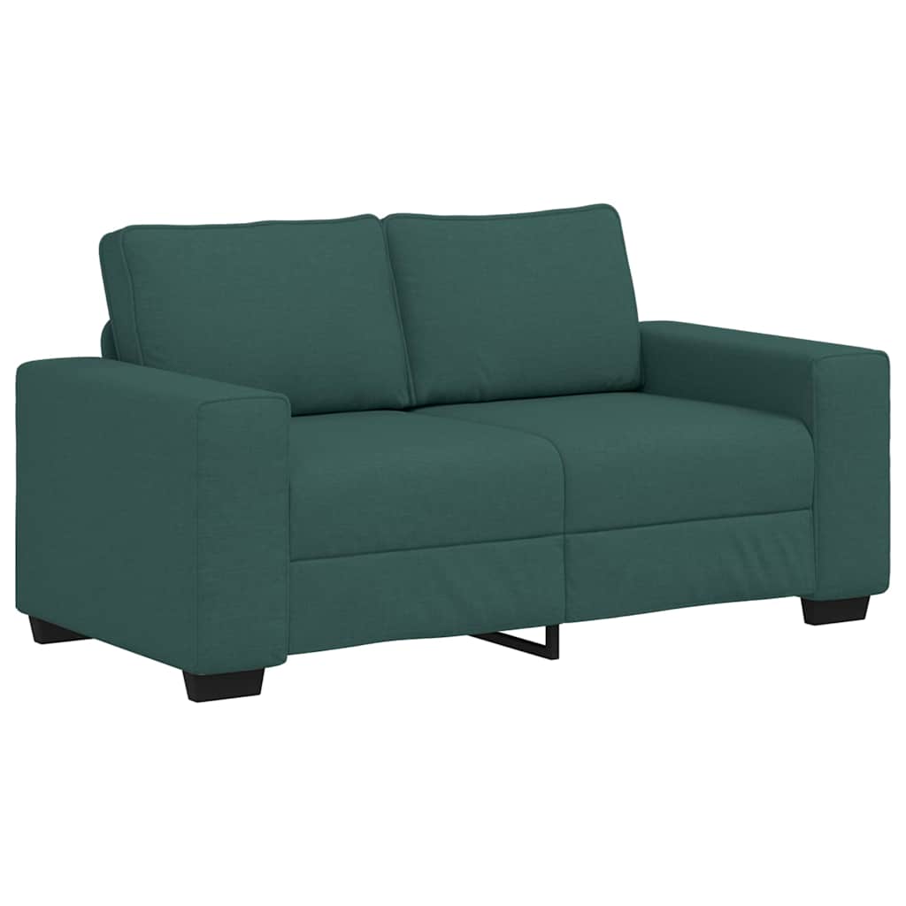 Conjunto de sofá de 2 peças com almofadas em tecido verde escuro