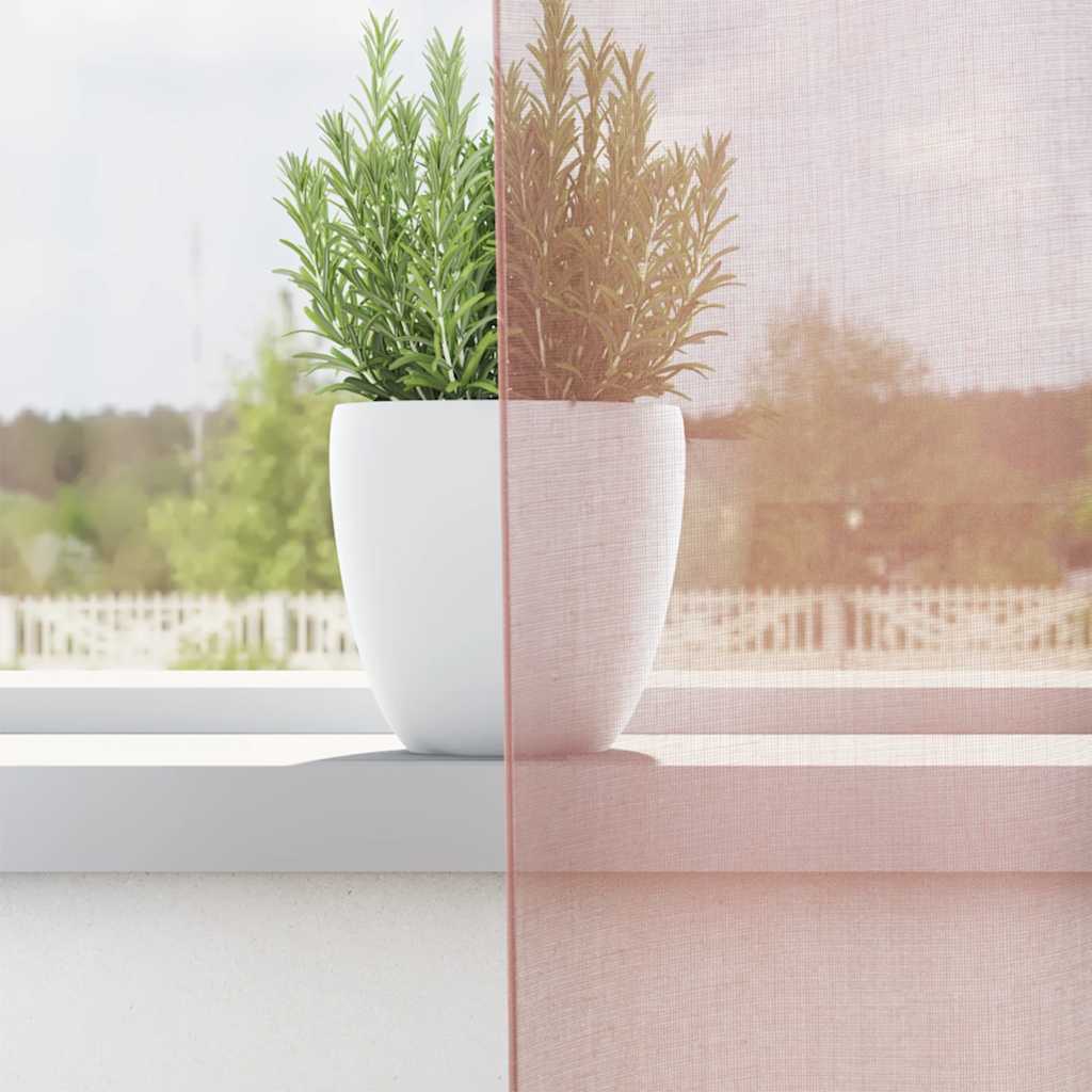 Cortinas de voile com ilhós 2 pcs rosa 140x260 cm