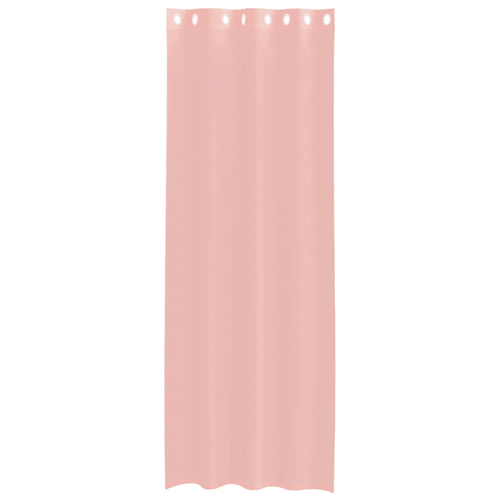 Cortinas de voile com ilhós 2 pcs rosa 140x260 cm