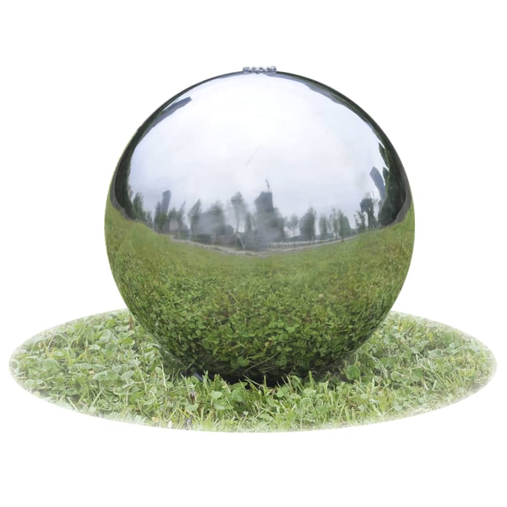Fonte esfera com leds para jardim 40 cm aço inoxidável