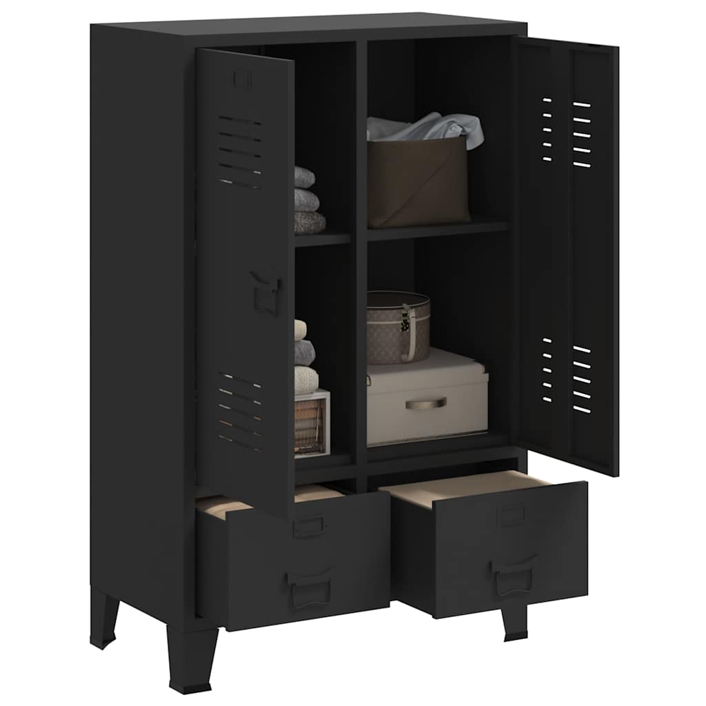 Roupeiro estilo industrial em metal 67x35x107 cm preto