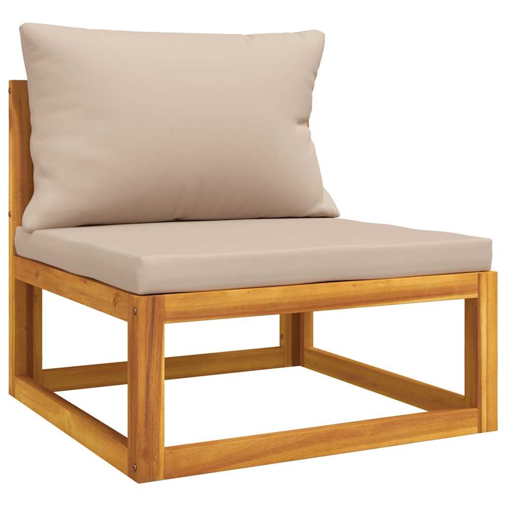 3 Pcs conjunto lounge de jardim c/ almofadões acácia maciça