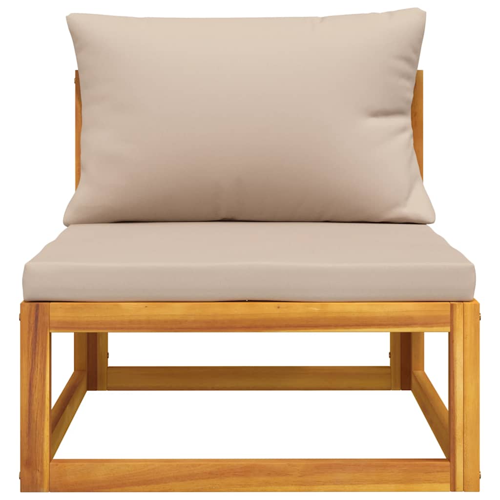 3 Pcs conjunto lounge de jardim c/ almofadões acácia maciça