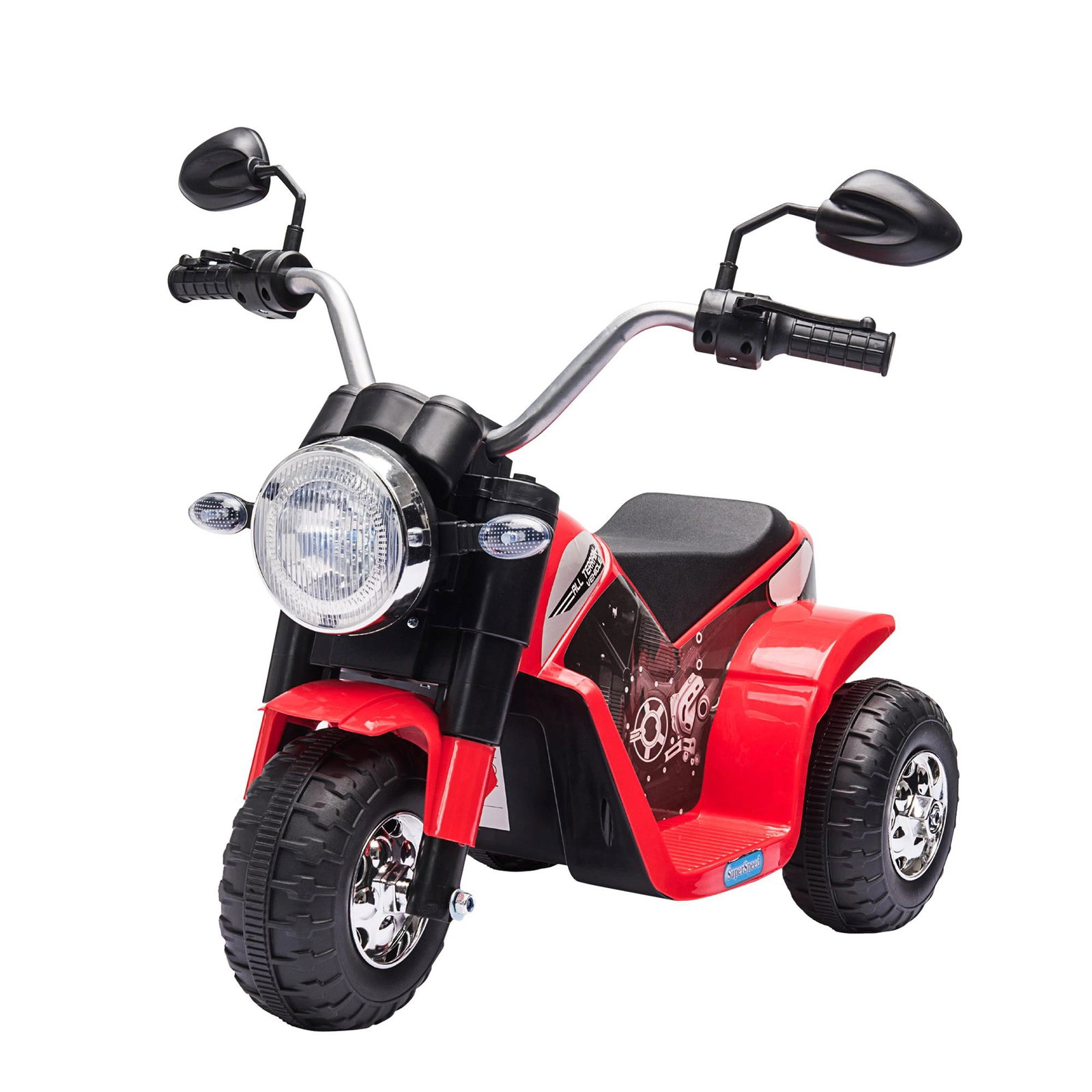 Motocicleta Elétrica Infantil com 3 Rodas Triciclo a Bateria 6V para Crianças de 18-36 Meses com Farol Buzina 72x57x56cm Vermelh