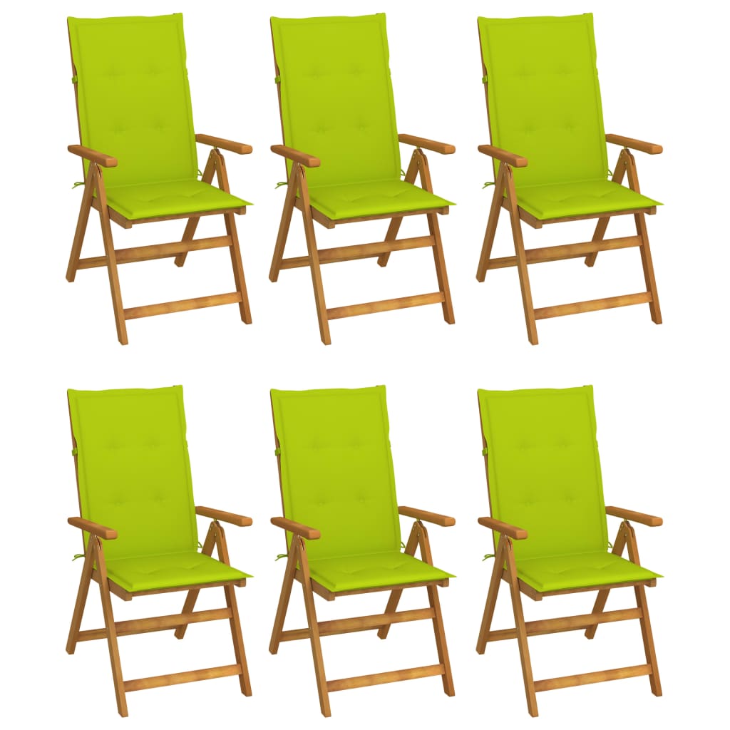 Cadeiras de jardim dobráveis c/ almofadões 6 pcs acácia maciça