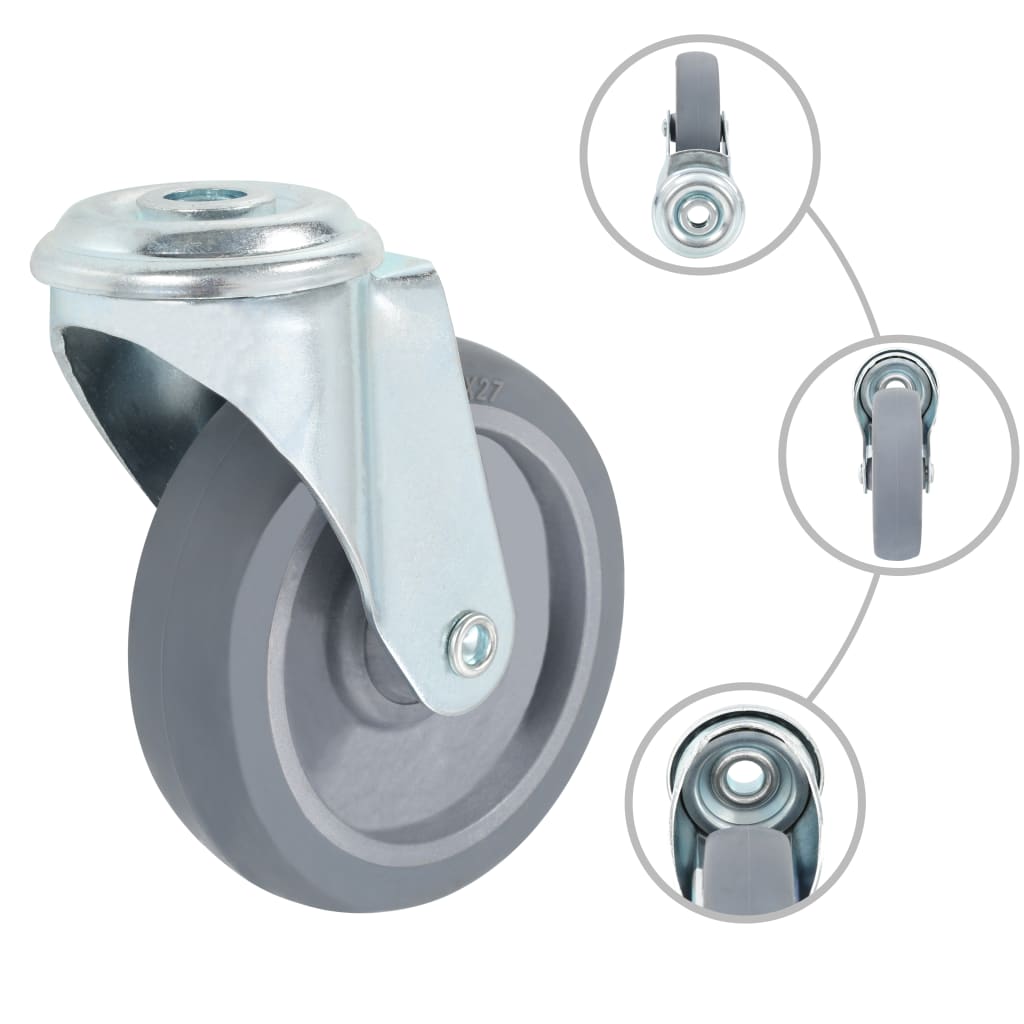 8 Pcs rodas giratórias com orifício para parafuso 100 mm