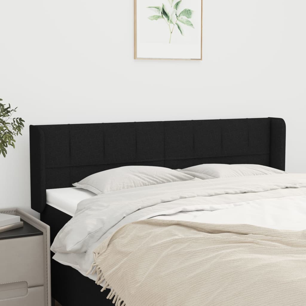 Cabeceira de cama c/ abas tecido 147x16x78/88 cm preto