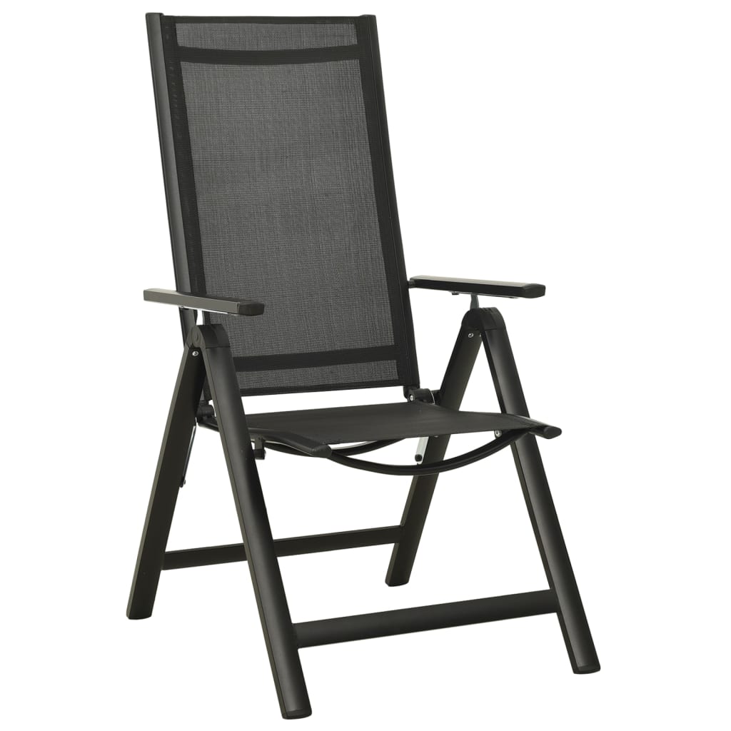 Cadeiras de jardim dobráveis 2 pcs textilene e alumínio preto