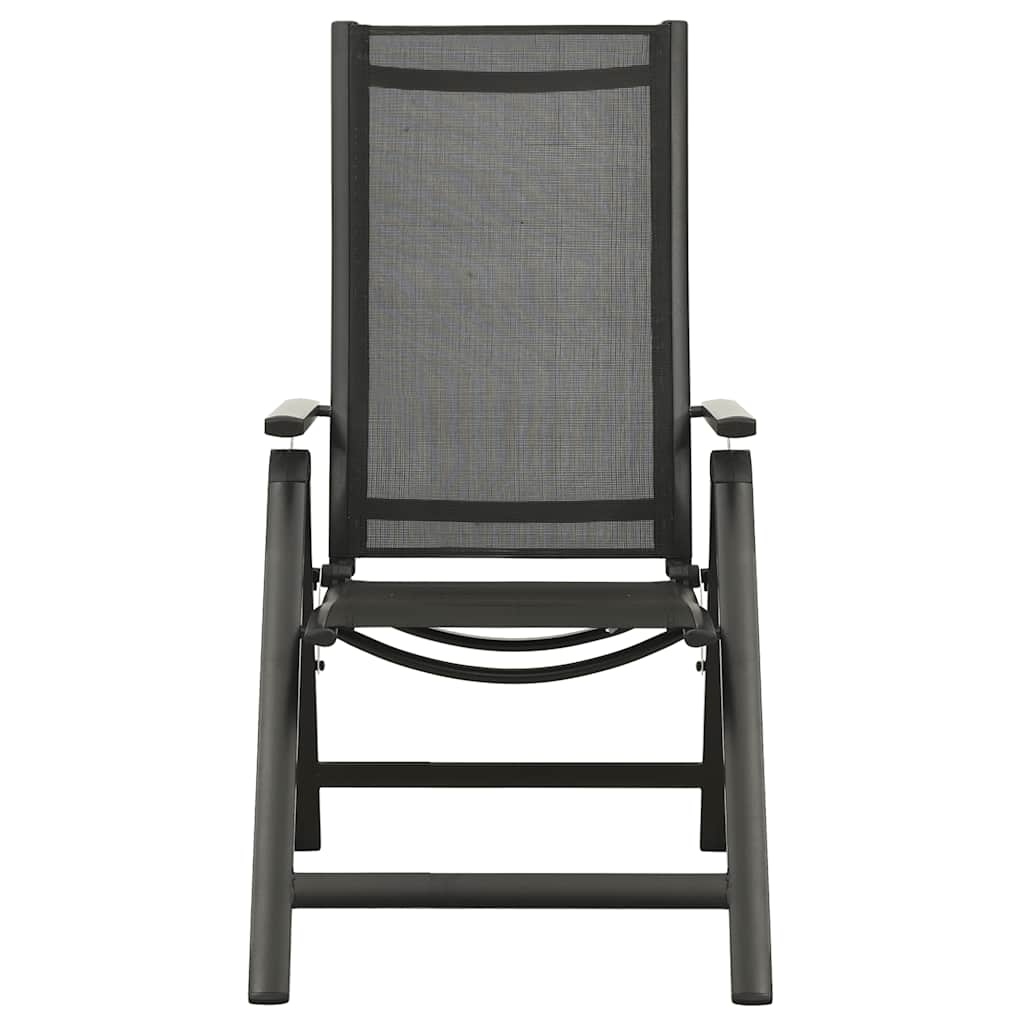 Cadeiras de jardim dobráveis 2 pcs textilene e alumínio preto