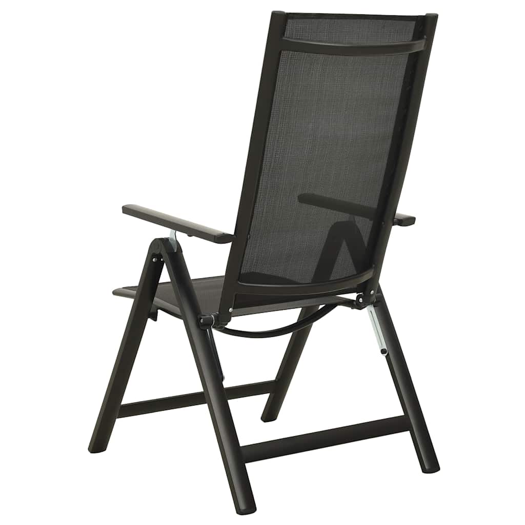 Cadeiras de jardim dobráveis 2 pcs textilene e alumínio preto
